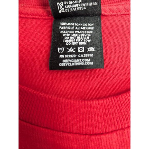 Obey Worldwide Men’s Size Medium Red Graphic Cotton T-shirt - Picture 4 of 9